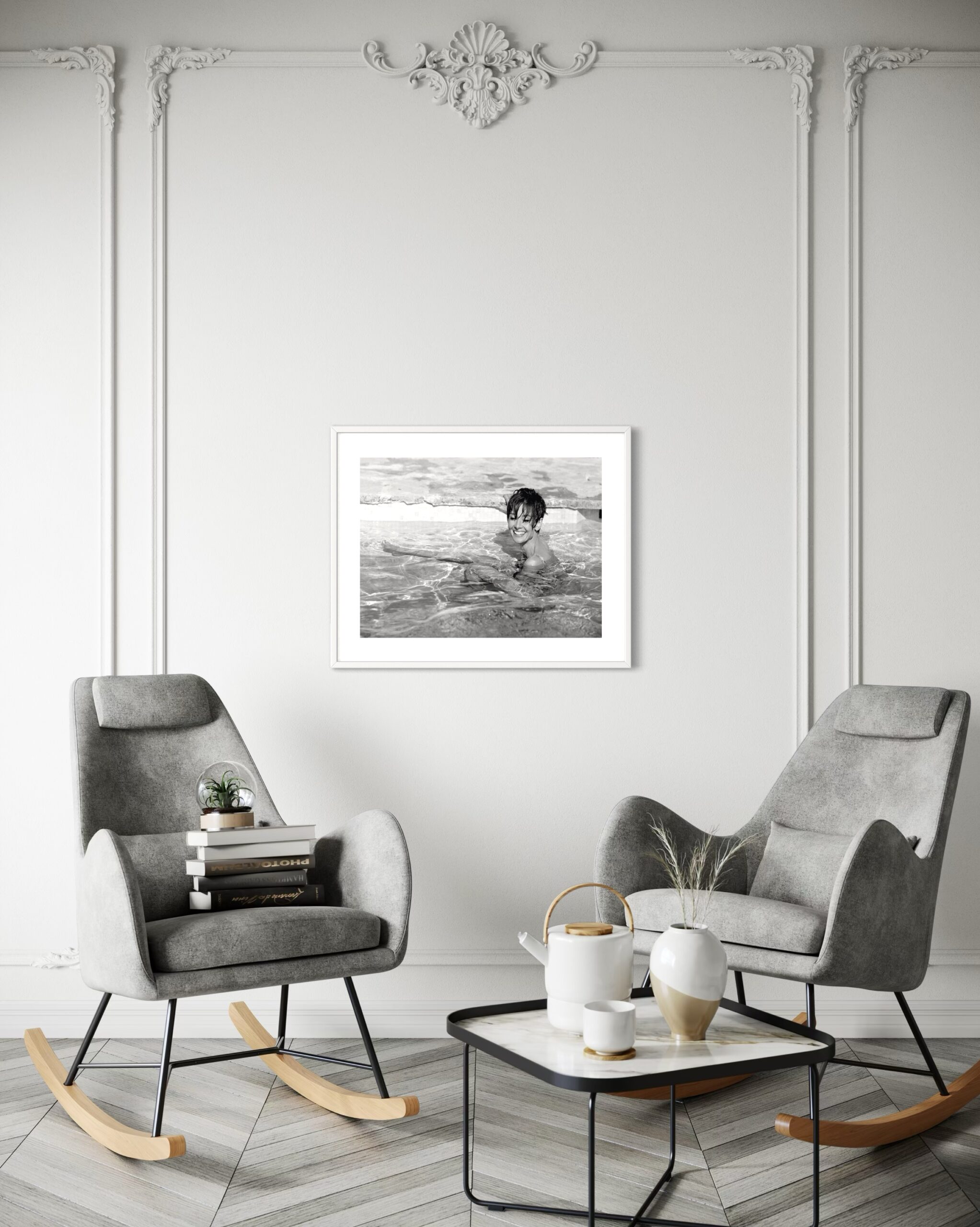 TO - Audrey Hepburn in Pool (B&W) - small - 4